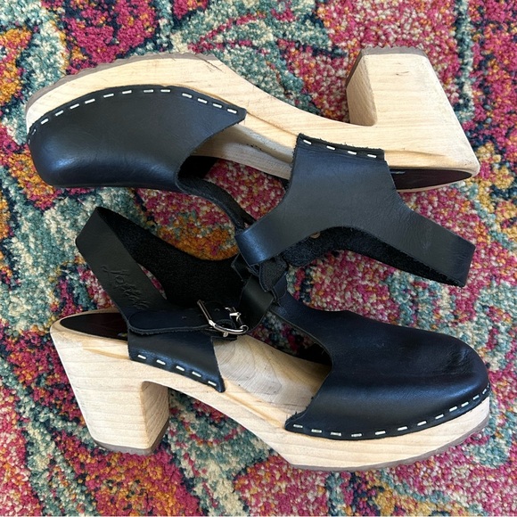 Lotta’s of Sweden | Women’s Black Leather Mary Jane Ankle Strap Clogs, size 6.5 - Picture 9 of 16